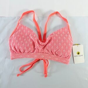 Body Glove Women Sunset Chevron Drew Triangle Bikini Swim Top Orange Coral Sz D